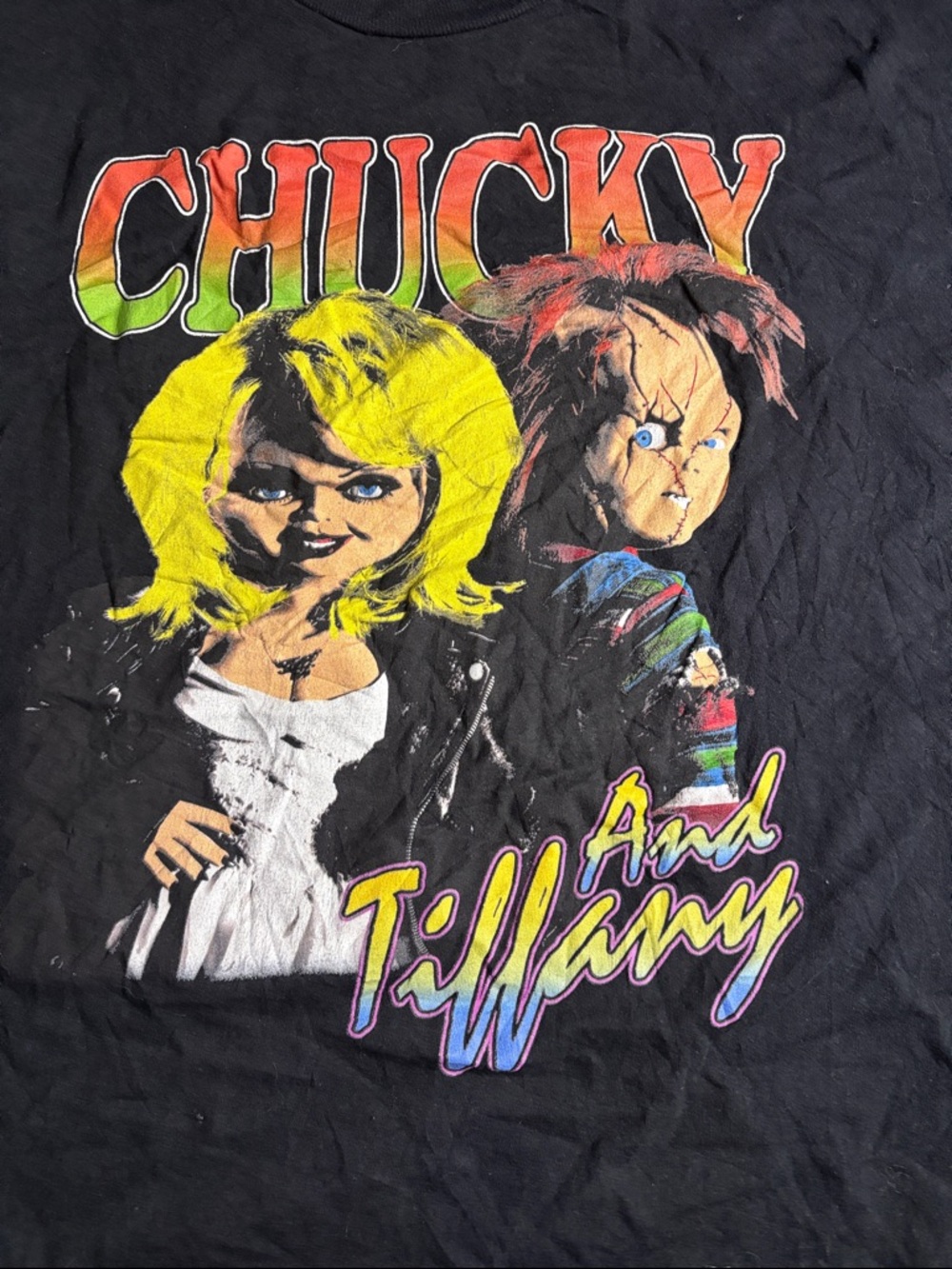 Chucky & Tiffany Graphic Short Sleeve Tee - Black